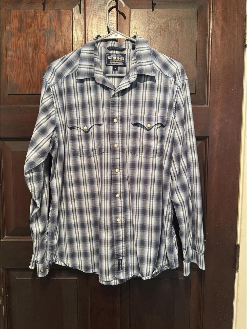 Rough Stock Panhandle Slim Men's Long Sleeve Pearl Snap Plaid Shirt Large